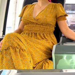 FREE SHIPPING Yellow 100% polyester maxi sunderss large